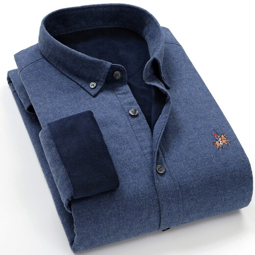 Colombass Winter Plus Velvet Engrosada camisa tibia Camisa a cuadros de manga larga de hombres