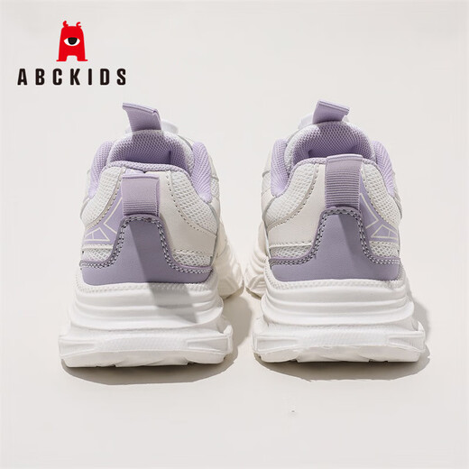ABC KIDS儿童运动鞋春秋网面透气时尚休闲纽扣男女童跑步鞋3150PY白紫33