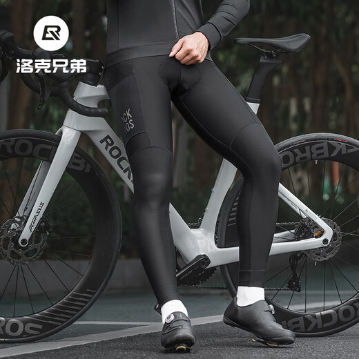 Rock Brothers Cycling Pants Men's Warm Windproof Fleece Lightweight Autumn Road Cycling Pants Equipment Black 3XL