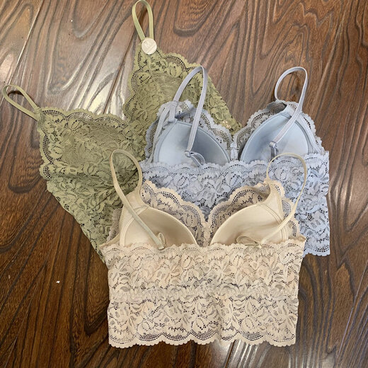 Oufandi French lingerie beauty back tube top camisole one-piece thin sexy lace push-up bra black M recommended 85-105Jin Jin equals 0.5 kg