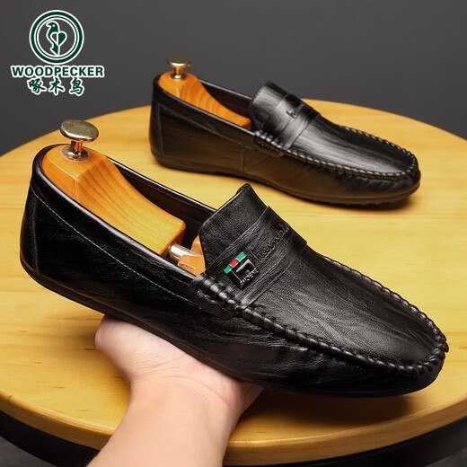 
Woodpecker Beanie Shoes Men's Summer 2025 New Shoes Men's Versatile Men's Shoes Casual Leather Shoes Autumn Lazy Shoes 825 White 39