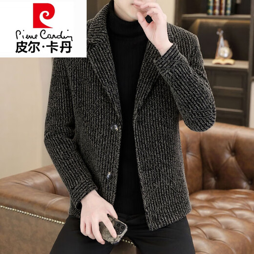 皮尔卡丹（pierre cardin）2025年新款高端轻奢毛呢子外套男士秋冬季休闲西装领夹克男加厚款 深灰 6636 4XL (165~185斤)