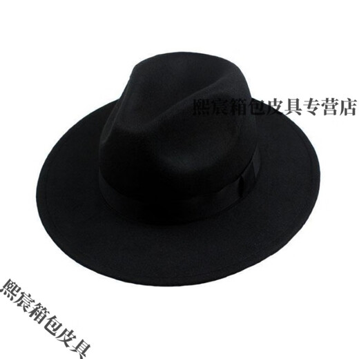 Qian Lianyu men's autumn and winter woolen top hat men's top hat Shanghai Tang Xiaohongshu Internet celebrity British woolen jazz hat Xu Wenqiang style-black style 58cm