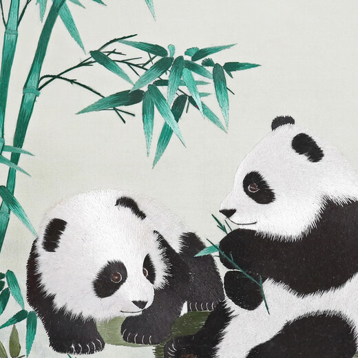 Laoxiuguan Shu embroidery panda double-sided embroidery ornaments crafts Chinese-style gifts for foreigners souvenirs Beech wood frame-Bamboo Panda (JD shipment)