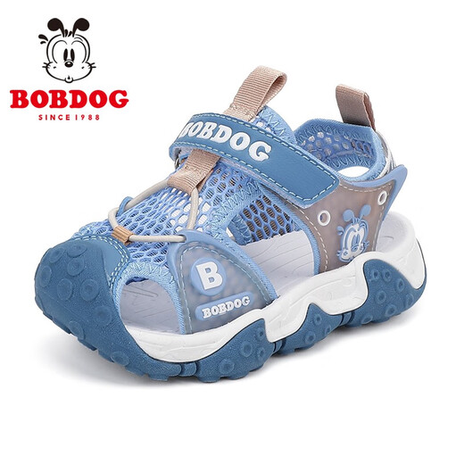 BOBDOG children's shoes, baby boys' sandals, new summer girls' soft-soled toe-toe toddler shoes, children's shoes, moonlight blue/cerulean blue 22, suitable for feet 13.5cm long