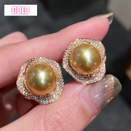MHFDO South Sea gold pearl full diamond earrings s925 18k gold plated luxury pendant thick gold necklace ring set for women white pearl ring
