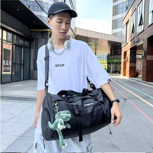 铂呐苓旅行包男干湿分离健身包女防泼手提收纳包运动包背包大容量游泳包 健身包【字母-黑】不带挂件