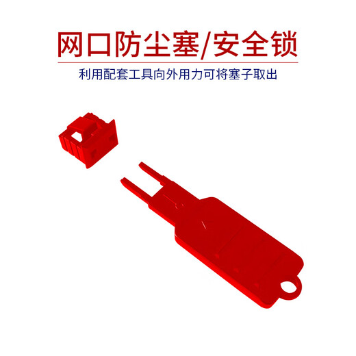 索厉 网口锁 可拆卸网口塞/RJ45端口锁/电脑交换机工控机/工具1把+红色10个/外盖式网口防尘塞/ 20188