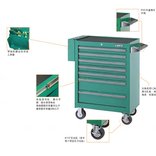 Cat Tool 7 Drawer Wheeled Tool Cart Code Lock 95107A95107A 5107A