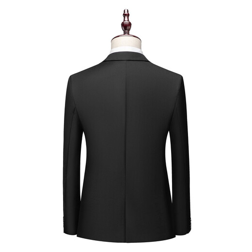 Vocacool Men's Suit Suit Business Formal Wear Professional Wear Interview Slim Suit Wedding Groomsmen's Dress Groom's Suit Large Size Black (Suit + Pants + Tie) 3XL/155-165Jin Jin is equal to 0.5 kg