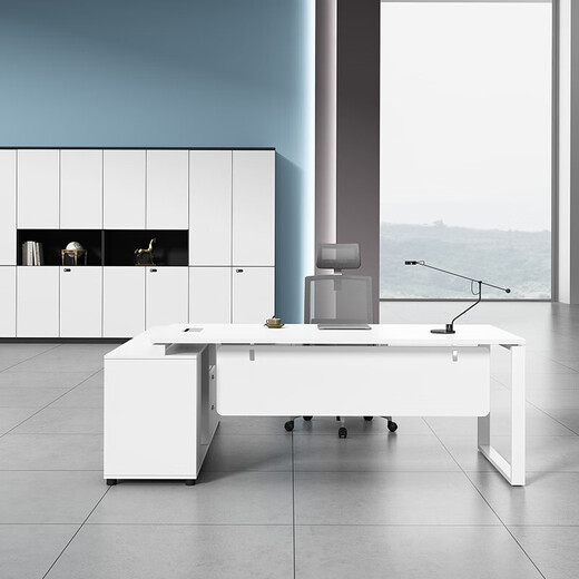 Linlan CEO desk executive desk boss desk warm white desk office furniture 1800*800 including side cabinets without chairs