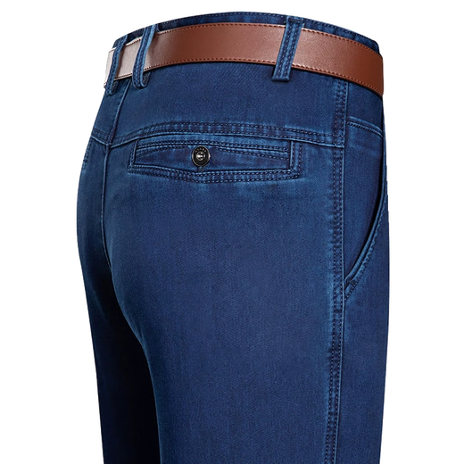 Pier Cardin light luxury high-end high-waist deep-end jeans for men in summer loose elastic middle-aged and elderly father casual straight pants thin 3892 models Zhonglan size 32