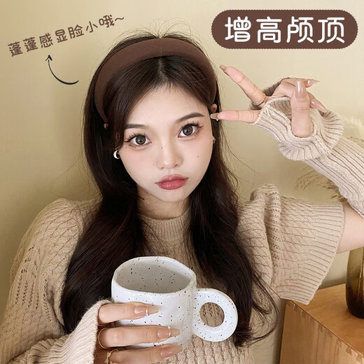 Bo Naling high cranial pressure hair, face-washing headband, wide-brimmed, elegant headband, high-end headwear, trendy Japanese and Korean style headband, 4 pack, white + khaki + light coffee + dark coffee