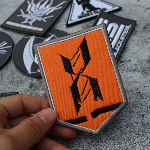 He Jiagong Arknights Rhode Island Rheinland Black Steel Embroidered Velcro Badge Armband Morale Badge Backpack Black Steel 5X8cm