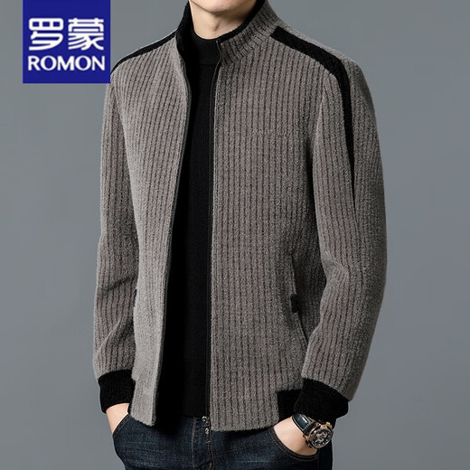 Бренд ROMON, мужская флисовая куртка из золотой норки, шерстяная куртка, деловая повседневная утолщенная мужская одежда с воротником-стойкой в ​​полоску, 9902, верблюжий 175/L, рекомендуется 125-140Цзиньцзинь равен 0,5 кг