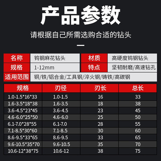 Huhao 65-degree carbide tungsten steel drill bit for drilling, high hardness twist drill bit for steel, metal and stainless steel special 6.0mm industrial grade tungsten steel twist drill