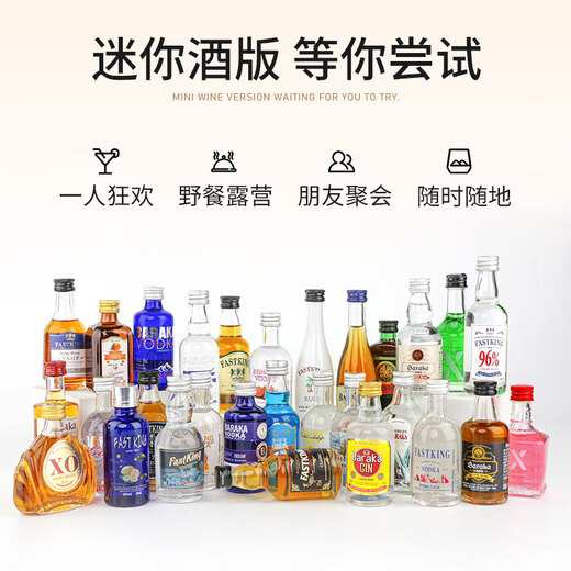 莎堡皇（FAST.KING）洋酒伏特加小瓶装迷你鸡尾酒小酒版威士忌便利店调酒基酒套装礼盒 礼盒装10支