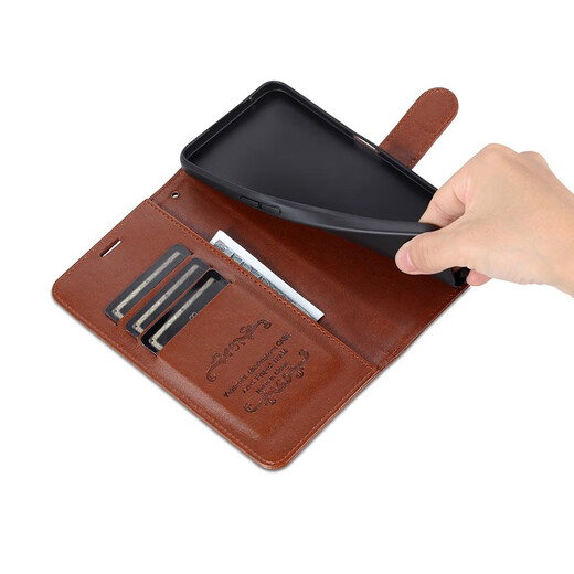 Ju Xiaozhi eignet sich für Redmi K60 Mobiltelefonkoffer Flip Leder Case 23013RK75C Wallet Balleet Model Card-fähige Hülle Full-Pack Anti-Fall-Fall-Innenschalen-Magnetschnalle-Schutzabdeckung für Männer und Frauen Redmi K60 [Brown] [Brown]