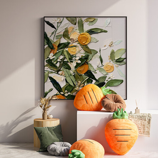 FACAI Persimmon Ruyi meaning good art retro light luxury living room entrance decorative painting medieval style background wall square hanging painting