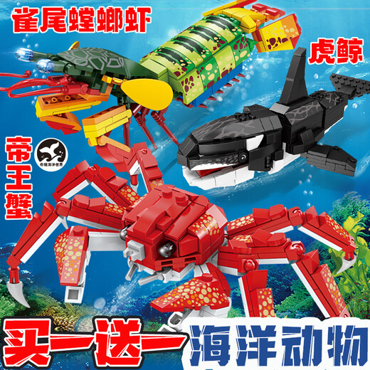 Marine Animal Building Blocs, Sparrow Tail Mantis Shrimp 2023 Nouveau produit sous-marin CRABLE CRABLE ASSEMBLAGE BOY TOYS BIG Huit animaux marins [691 particules]