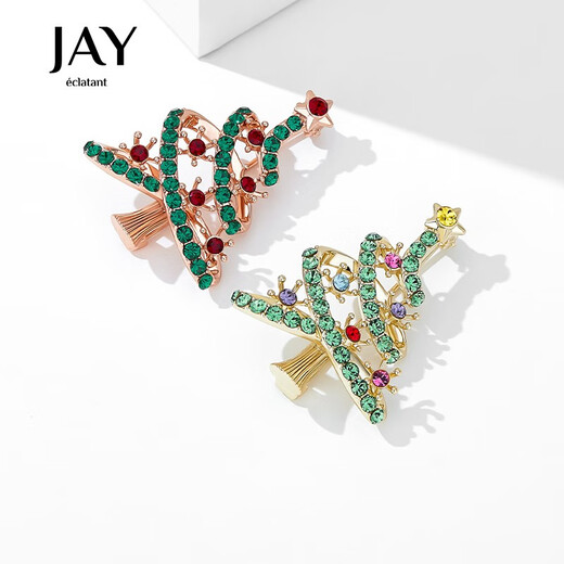 Jay New Christmas Tree Brooch Women's Christmas Pin Coat Accessories Gift for Girlfriend Gold