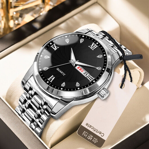 MOVIMIENTO AUTOMÁTICO QUARZ MENSURA Men's Gold Doble Calendario Doble Calendario Luminoso Moda de cuarzo de alta gama Moda 838 Ajuste de batería de caja dorada completa