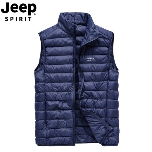 Jeep (JEEP) Down Vest Men's Lightweight Style 2024 Autumn and Winter New Style Lightweight Vest Vest Men's Fashion Duck Down Warm Black M/170