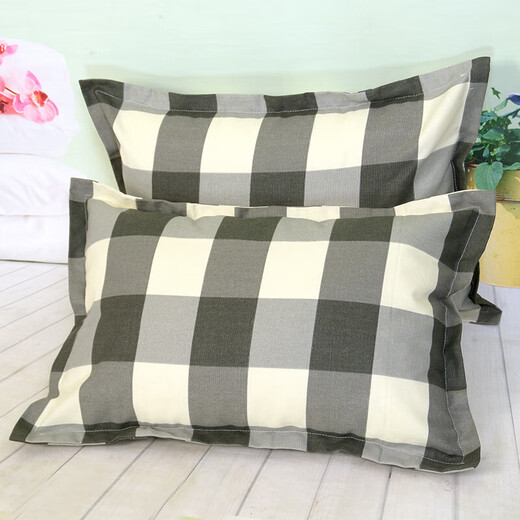 Naiqu pure cotton old coarse cloth pillowcase 40x60 with zipper children's student pillowcase large pair thickened single blue Fulu one pack 40cmX60cm