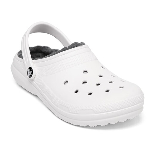crocs Crocs Children's Cotton Slippers for Men and Girls, Winter Warm Fleece Hole Shoes 207010_10M White 36 -37 Inner Length About 225mm