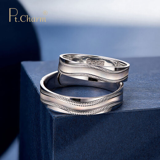Pt.Charm Valentine's Day Couple's Platinum Pair of Rings PT950 Platinum Ring for a Male and Female Wedding Engagement Ring for Couples' Pair of Rings Female Rings Out of Stock Can Be Customized Inquiry Customer Service 4g