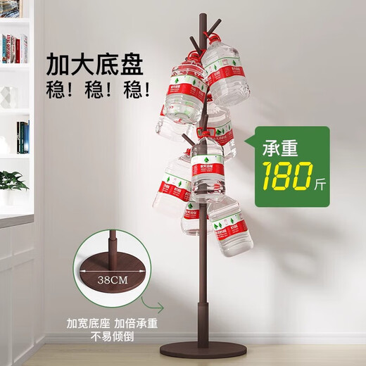 Small craftsman solid wood coat rack bedroom floor-standing simple clothes hanger multi-hook clothes rack walnut color disc style