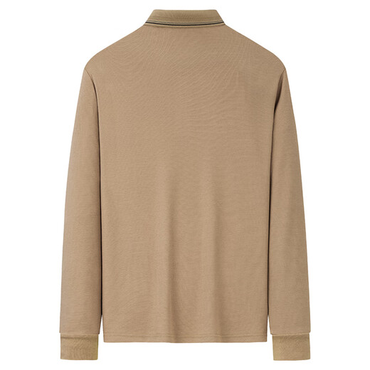 
Dancing with Wolves [5A Antibacterial] Business Commuter Fashionable Embroidery Men's Long Sleeve POLO Shirt 701 Khaki 175