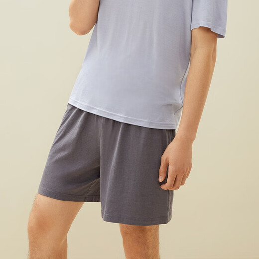 金三塔男士基础打底衣真丝T恤小衫上衣深睡眠蚕丝睡衣YZMDA701 深灰色-单短裤 XL