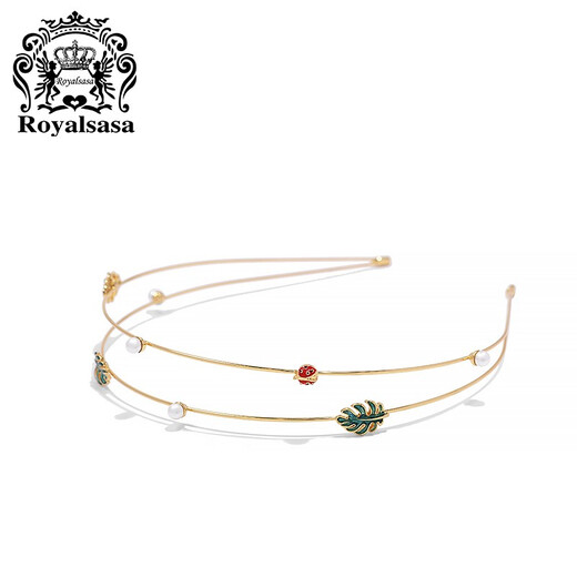 Royal sasa royal salsa thin hair hoop fresh green leaves imitation pearl ladybug double layer head hoop hair accessories light and no sense of wear