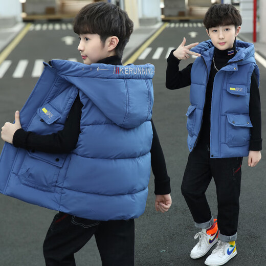G.DUCKKIDS Little Yellow Duck 6-15 years old medium and large children autumn and winter down cotton vest boys hooded Korean style coat thermal vest black 150cm