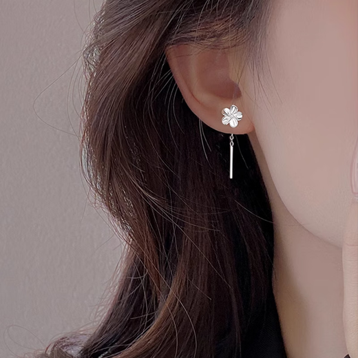 Idel 999 Pure Silver Gardenia Ear Wire Ear Hole Earrings for Women Niche Advanced 2025 New Earrings Birthday Gift for Women 999 Silver Gardenia Ear Wire E3571 Default 15