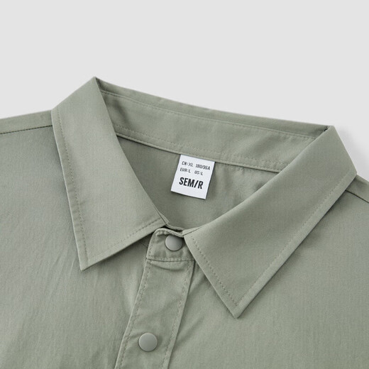 森马短袖衬衫男夏字母刺绣上衣宽松工装风109324104110