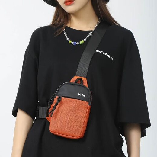 Double Star Shoulder Crossbody Bag Men's Mobile Phone Bag Japanese Sports Chest Bag Mini Small Backpack Casual Trendy Brand Wear-Resistant Water-Repellent Black