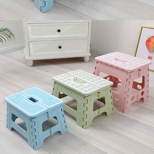 
Pupan thickened plastic folding stool for home use Maza Train small stool portable cartoon low footbed stool green miqi pink miqi super large + 1050g