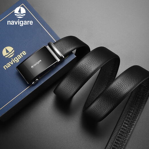 Navigare Italiener kleines Segelboot Herrengürtel Geschenkbox Gürtel High-End-Gürtel leichter Luxus-Geburtstagsgeschenk Schwarz (Theke Geschenkbox) N4A826Z-101103a 115 cm [Vorgeschlagenes Gewicht 130-165jin [Jin gleich 0,5 kg]]