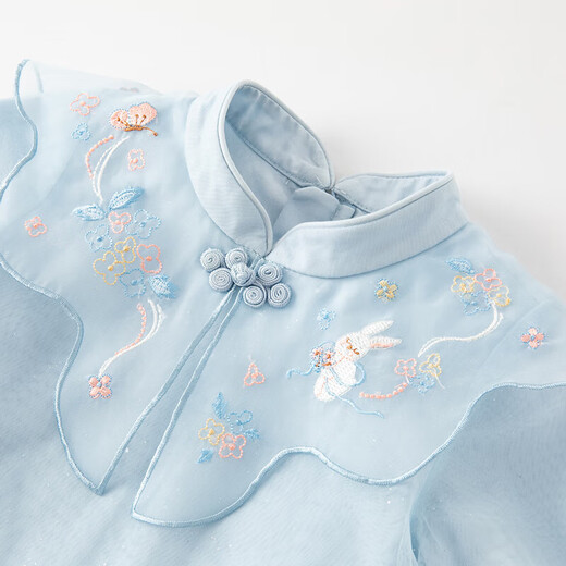 DAVE&BELLA Children's Skirt Spring and Autumn Clothes Girls Chinese Style Hanfu Dress Baby Mesh Princess Skirt