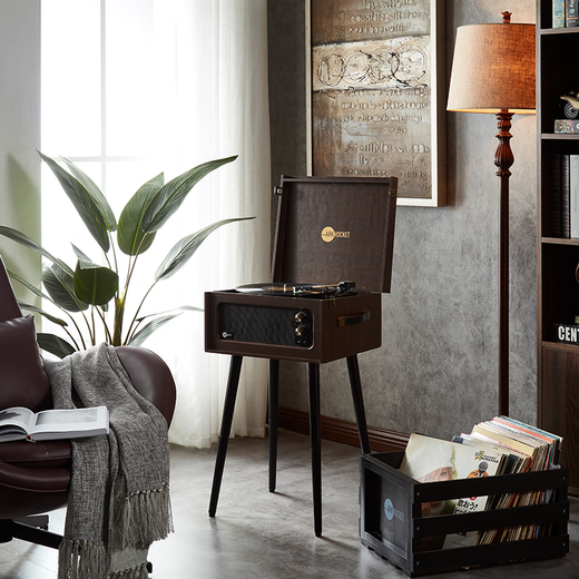 ARKROCKET Discovery Series American retro Bluetooth floor-standing vinyl record player LP phonograph record player audio Chinese Valentine's Day gift professional audio walnut color