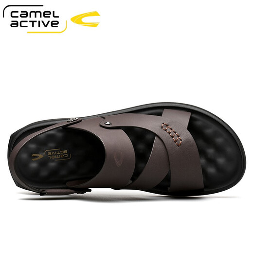 Sandales dynamiques de chameau Sandales en cuir polyvalent en cuir pour les orteils masculins Couche de vache épaisse anti-odor anti-odor et chaussures de plage respirante à double usage 699 marron (taille de chaussure en cuir) 44