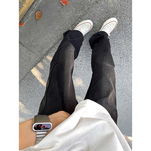 
Digada American fashion brand simple jeans men autumn loose casual versatile pants men straight slim men jeans DFFS-719 black XL