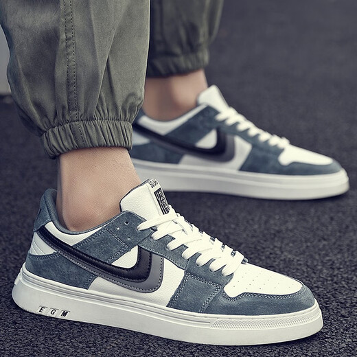 
New casual and handsome Hong Kong style breathable versatile shoes Korean style trendy high-top trendy shoes student height-enhancing fashion white shoes 6210 four-season model blue 43