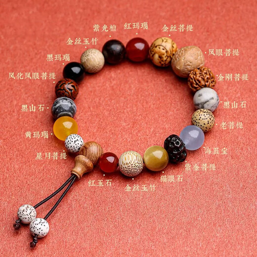 Li Juming 18 seeds Buddha beads Bodhi bracelet Vajra Eighteen seeds Duobao bracelet men and women Year of the Snake Gifts Peaceful Rosary Beads Putuo Mountain Eighteen seeds Duobao bodhi bracelet