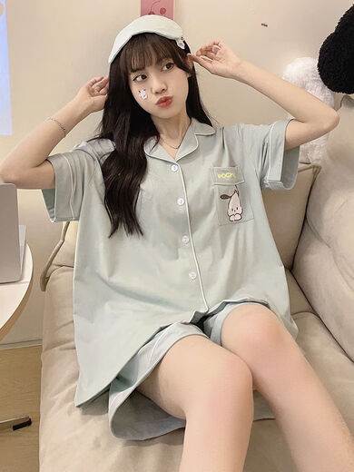 浪莎简约可爱帕恰狗睡衣女夏季新款ins风日系短袖学生宿舍居家服套装 6628可爱熊宝[短袖短裤]套装 2XL [建议135-150斤]
