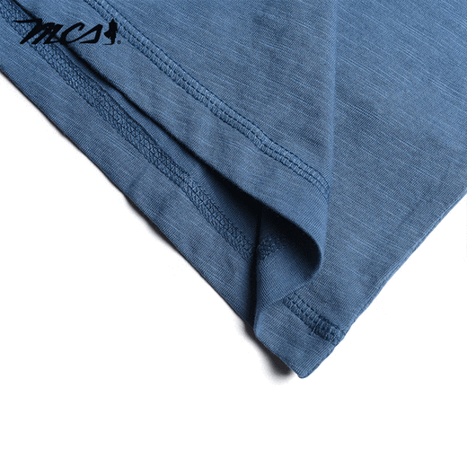 MCS comes from Marlboro American retro long-sleeved T-shirt spring new cotton slim round neck solid color Henley shirt for men light gray blue K1 56/XXXL/185