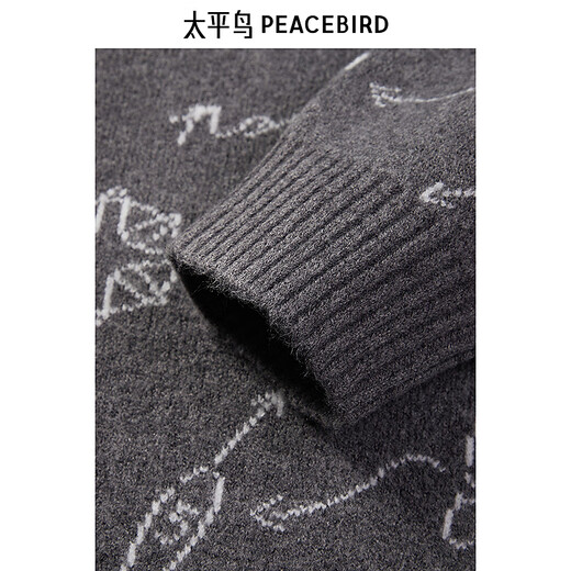 PEACEBIRD Men's Winter Trendy Round Neck Sweater Men's B2EBE4436 Gray 1 2XL