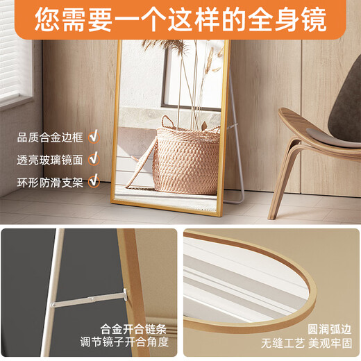 安尔雅穿衣镜 家用落地全身镜女生卧室镜子挂墙壁挂立体试衣镜拱形